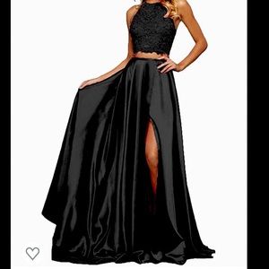 black two piece prom dress
